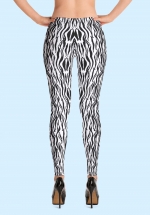 Woman wearing Zouk Leggings decorated with a unique “Animalistic Zouk” design by Ooh La La Zouk. Back view (3) in high heels.