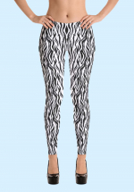 Woman wearing Zouk Leggings decorated with a unique "Animalistic Zouk" design by Ooh La La Zouk. Front view (3) in high heels.