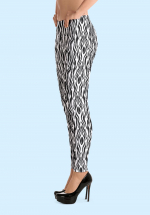 Woman wearing Zouk Leggings decorated with a unique “Animalistic Zouk” design by Ooh La La Zouk. Left side view (3) in high heels.