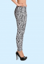 Woman wearing Zouk Leggings decorated with a unique “Animalistic Zouk” design by Ooh La La Zouk. Right side view (3) in high heels.