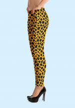 Woman wearing unique Leopard Zouk Leggings designed by Ooh La La Zouk. Left side high heels view.